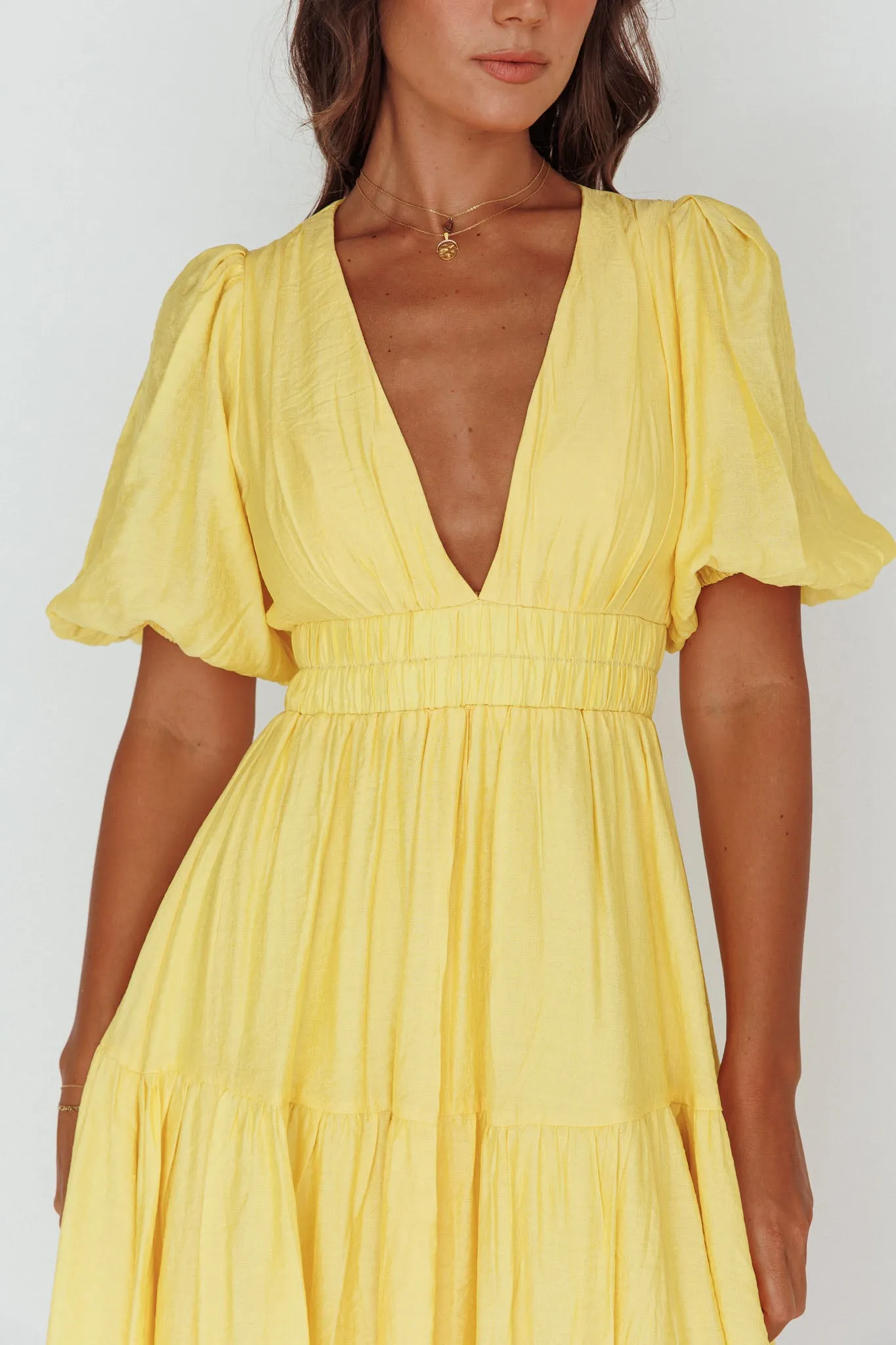 Summer Land V-Neckline Midi Dress Butter