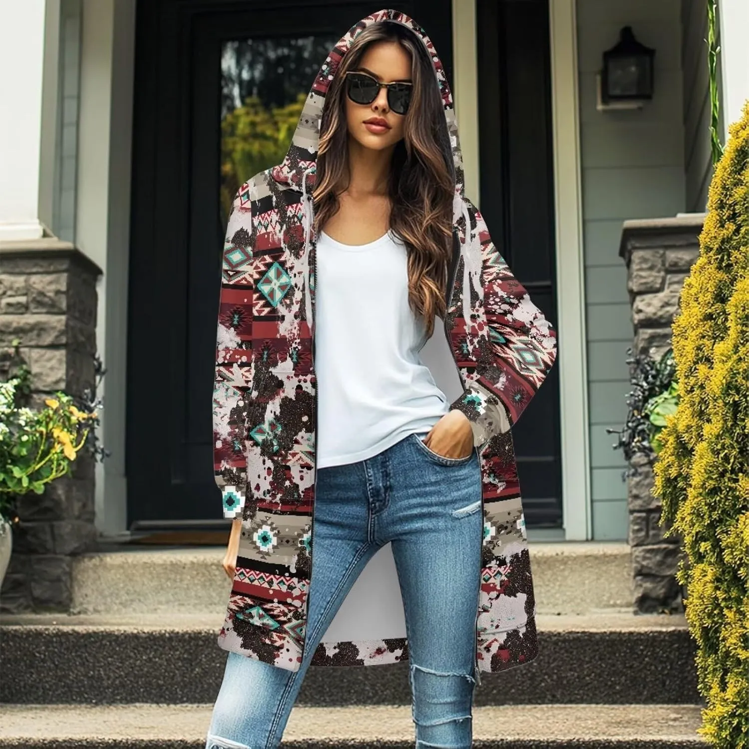 Suobstales Womens Zip Up Hoodies Long Sleeve Fall Lightweight Hooded Sweatshirt Oversized Fleece Jacket with Kangaroo Pockets