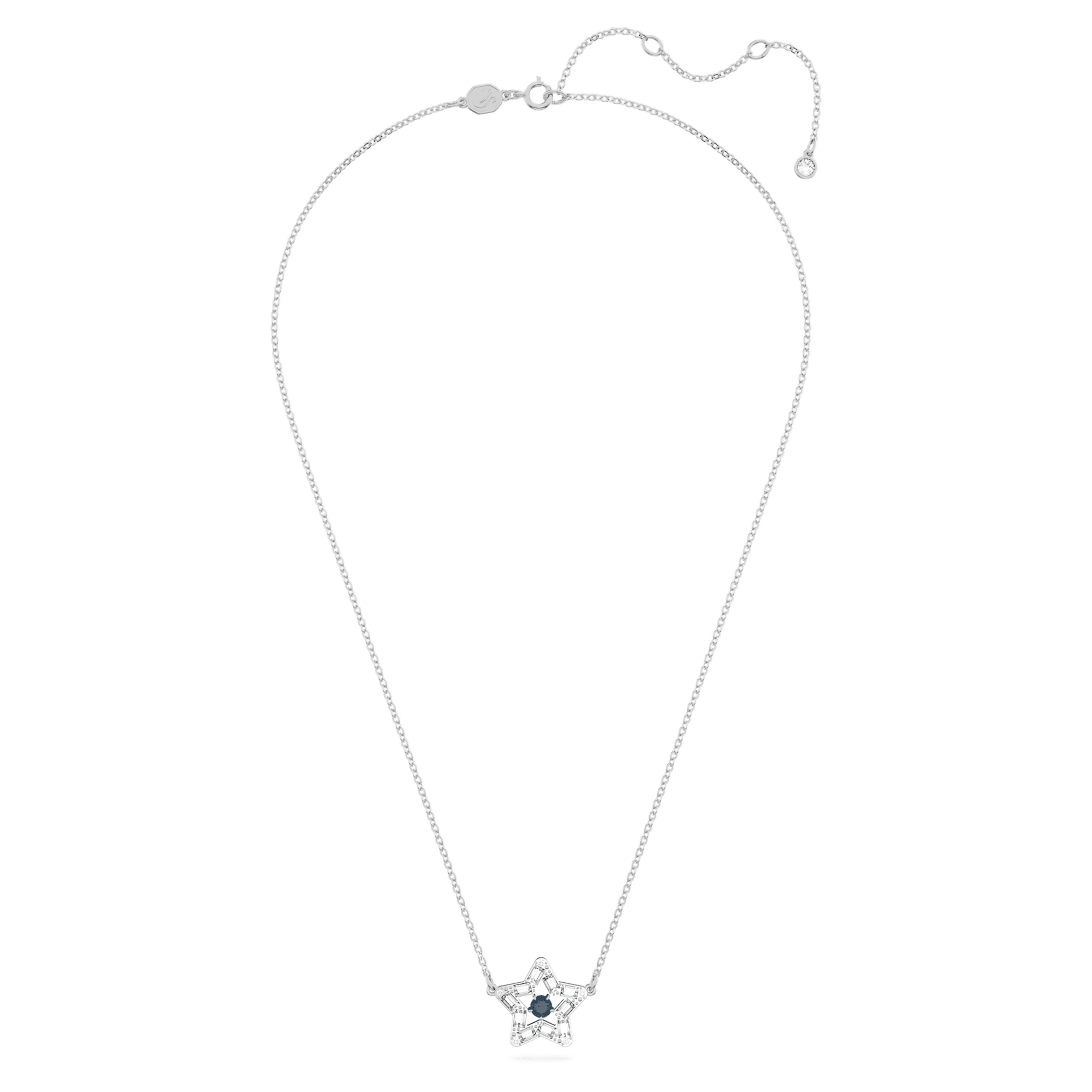 Sparkling Swarovski Stella Star Pendant Necklace in Blue with Rhodium Plating - Model 5639186