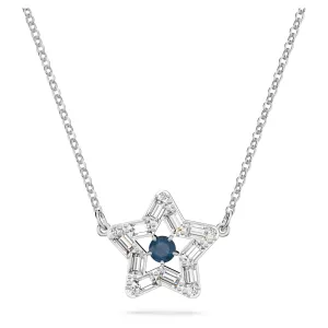 Sparkling Swarovski Stella Star Pendant Necklace in Blue with Rhodium Plating - Model 5639186