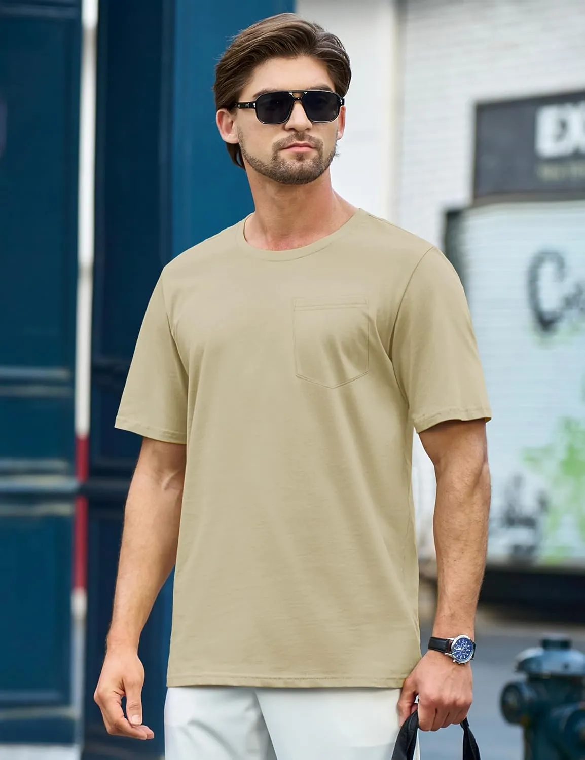 TACVASEN Men's Pocket T Shirts Cotton Short Sleeve Shirt Moisture Wicking Tee Shirt Crew Neck Lightweight Summer Tops