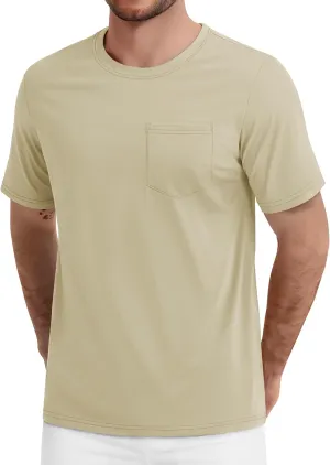TACVASEN Men's Pocket T Shirts Cotton Short Sleeve Shirt Moisture Wicking Tee Shirt Crew Neck Lightweight Summer Tops