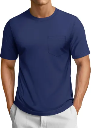 TACVASEN Men's Pocket T Shirts Cotton Short Sleeve Shirt Moisture Wicking Tee Shirt Crew Neck Lightweight Summer Tops
