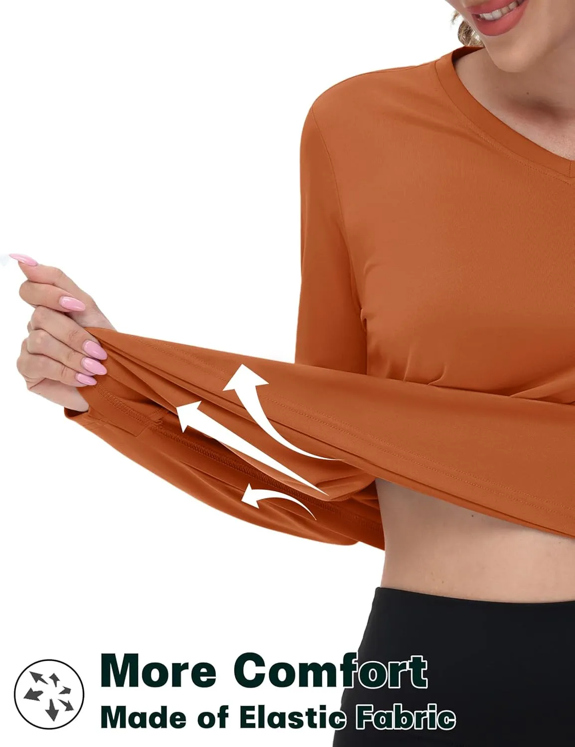 TACVASEN Women's Long Sleeve V Neck Workout Tops UPF 50  Sun Protection Quick Dry Lightweight Hiking Running T-Shirts
