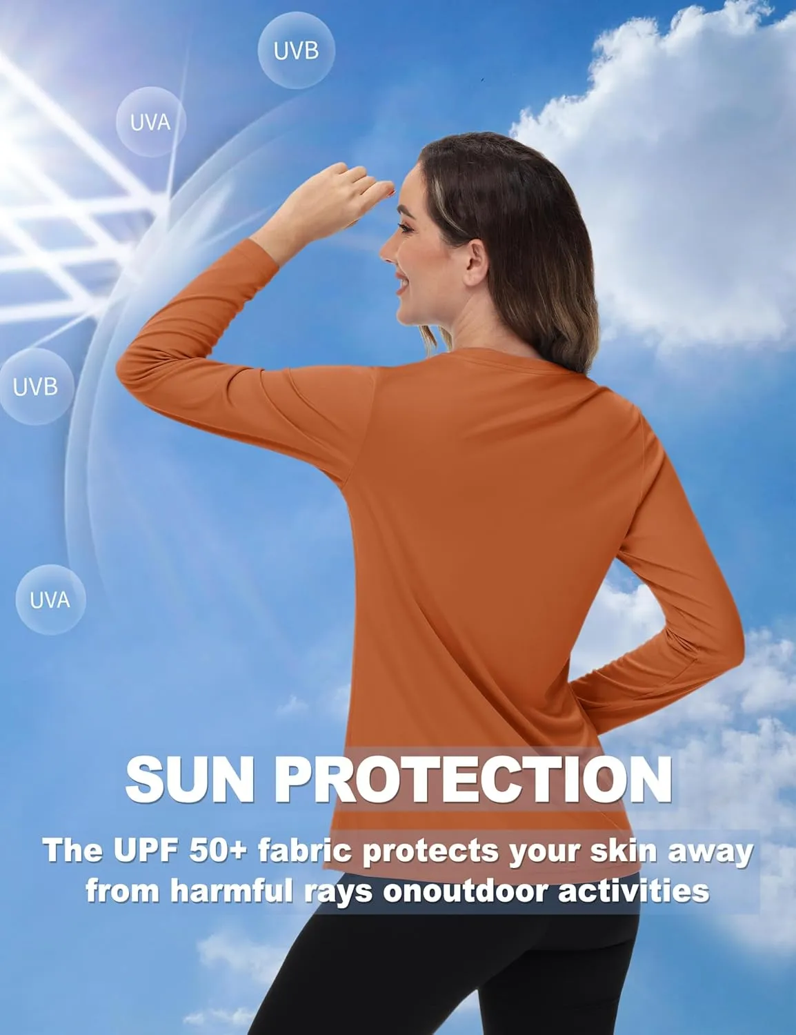 TACVASEN Women's Long Sleeve V Neck Workout Tops UPF 50  Sun Protection Quick Dry Lightweight Hiking Running T-Shirts