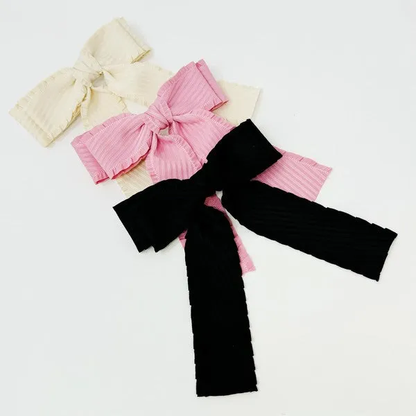 TEEK - Frilled and Textured Doubled Bow Hair Clip