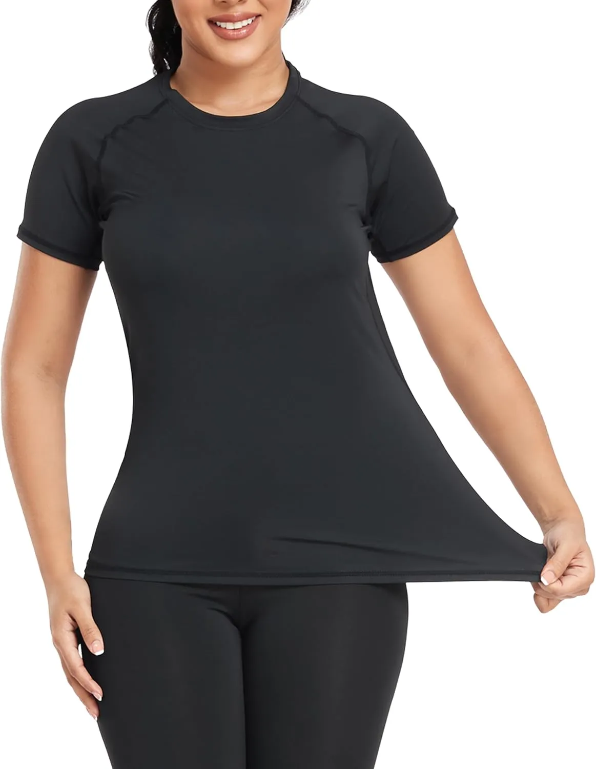 TELALEO 4 Pack Women's Compression Shirt Running Athletic T-Shirts Workout Tops Baselayer Short Sleeve Yoga Gym Sports Gear