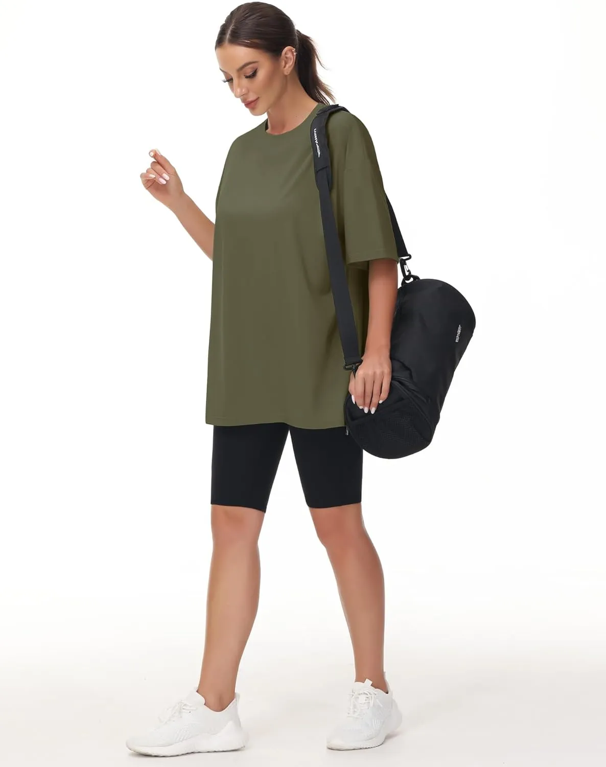 THE GYM PEOPLE Women's Casual Oversized T-Shirts Summer Crewneck Short Sleeve Workout Basic Tee Tops