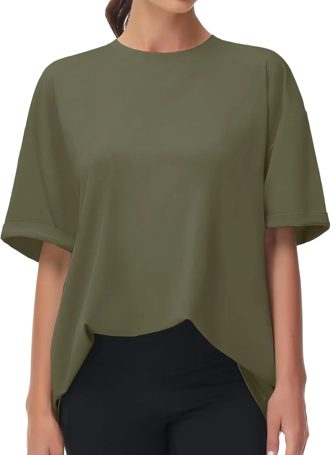 THE GYM PEOPLE Women's Casual Oversized T-Shirts Summer Crewneck Short Sleeve Workout Basic Tee Tops