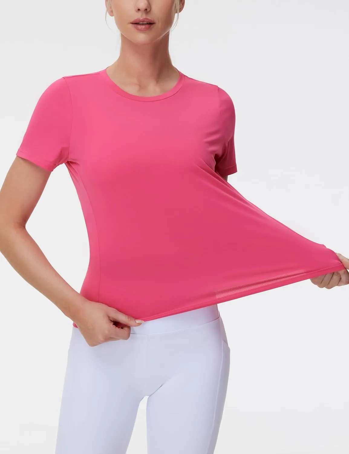 THE GYM PEOPLE Womens Short Sleeve Workout T-Shirts Stretchy Lightweight Crewneck Athletic Running Lounge Tee Tops