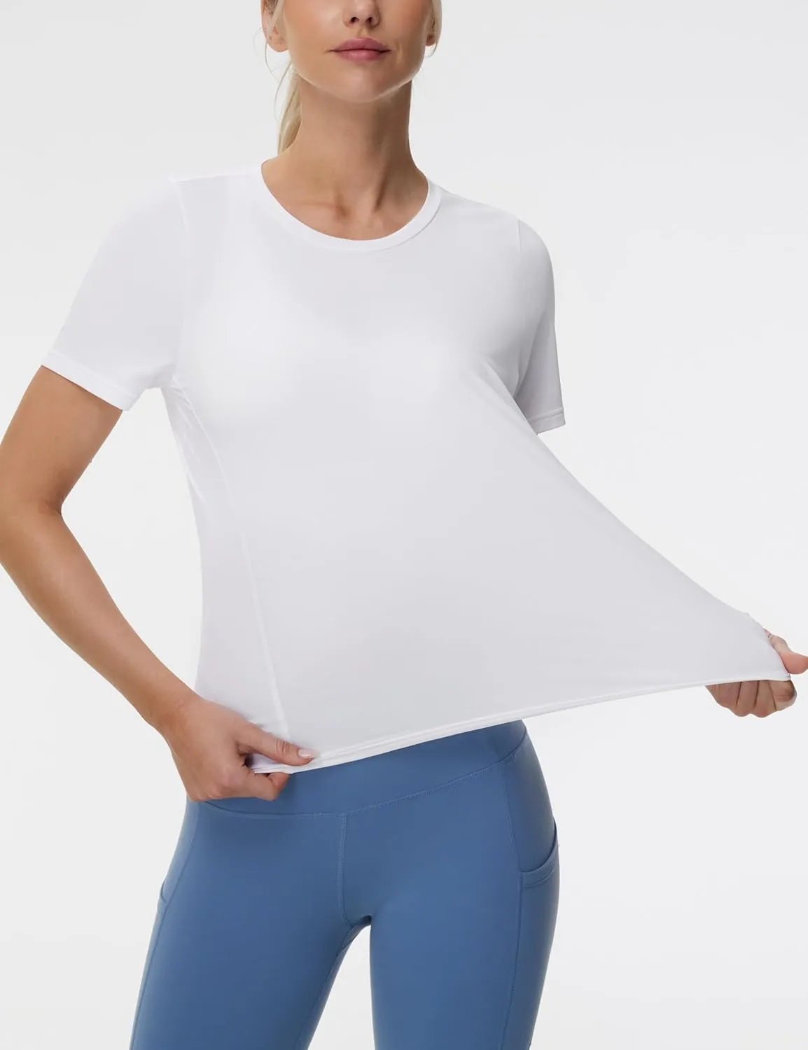 THE GYM PEOPLE Womens Short Sleeve Workout T-Shirts Stretchy Lightweight Crewneck Athletic Running Lounge Tee Tops