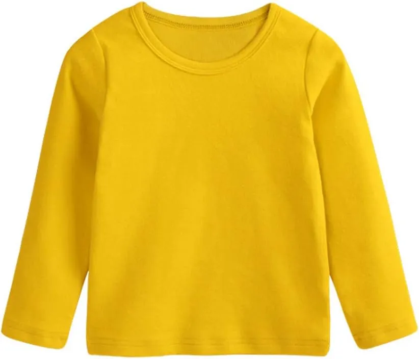 Toddler Baby Boy Girl Basic Solid Plain Organic Cotton T Shirts Tops Long Sleeve Tee Shirt Girls Clothes