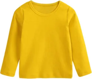Toddler Baby Boy Girl Basic Solid Plain Organic Cotton T Shirts Tops Long Sleeve Tee Shirt Girls Clothes