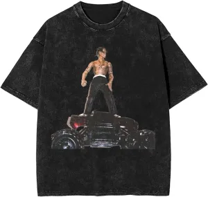 Travis Rapper Scott Men's Vintage Oversized T Shirt Stylish Crew Neck Short Sleeve T-Shirts Unisex