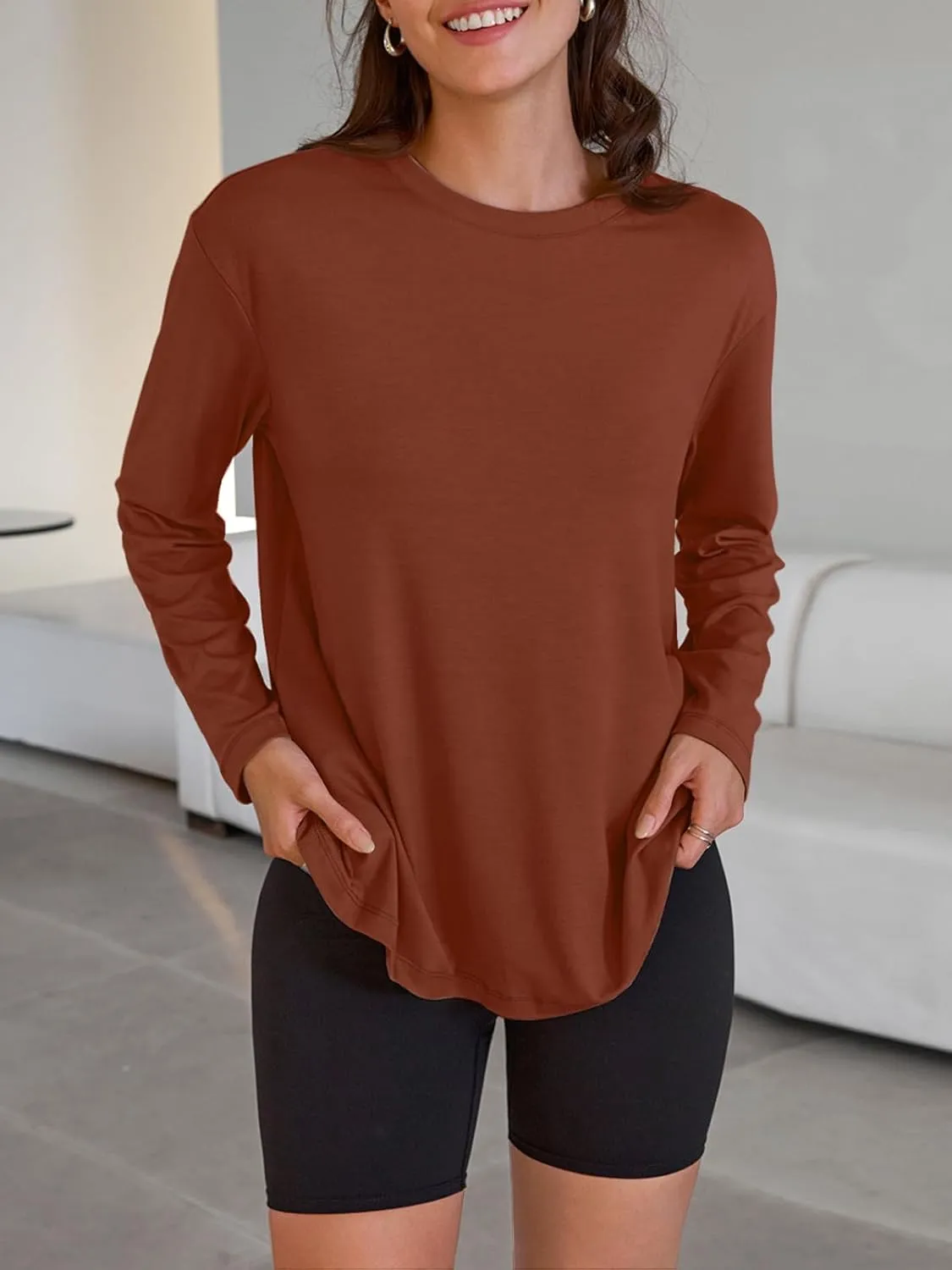 Trendy Queen Womens Oversized Long Sleeve T Shirts 2025 Basic Crewneck Tee Fall Tops Casual Workout Y2K Clothes