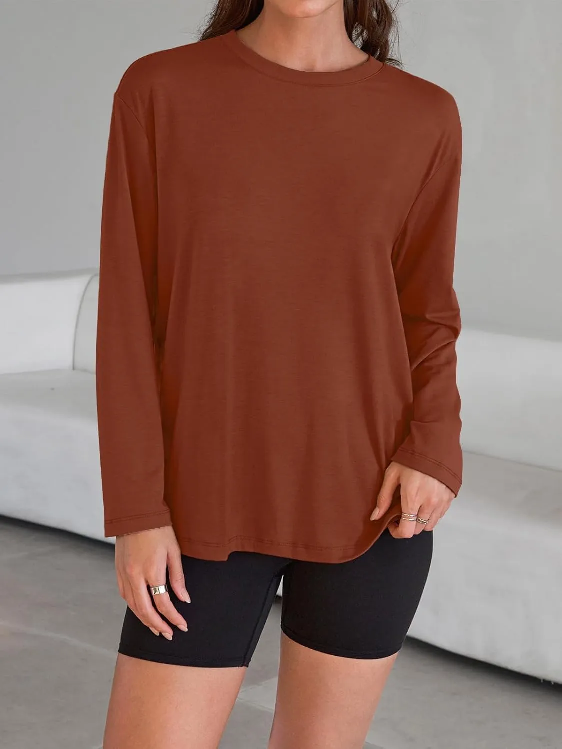 Trendy Queen Womens Oversized Long Sleeve T Shirts 2025 Basic Crewneck Tee Fall Tops Casual Workout Y2K Clothes