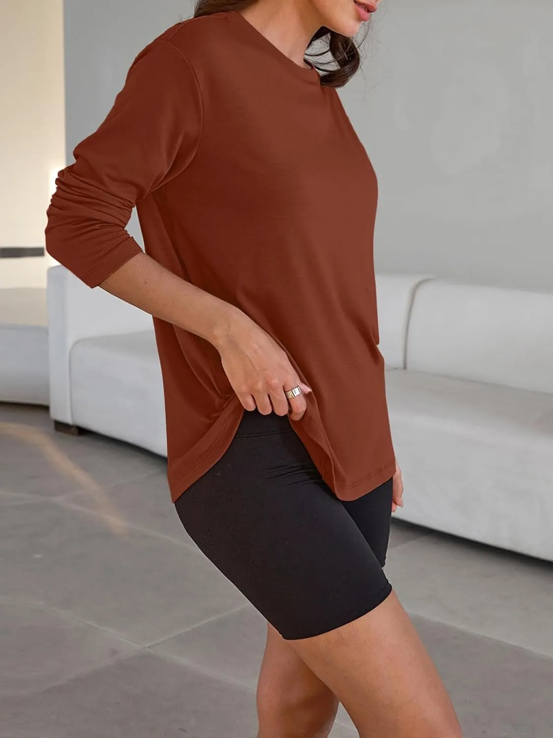 Trendy Queen Womens Oversized Long Sleeve T Shirts 2025 Basic Crewneck Tee Fall Tops Casual Workout Y2K Clothes