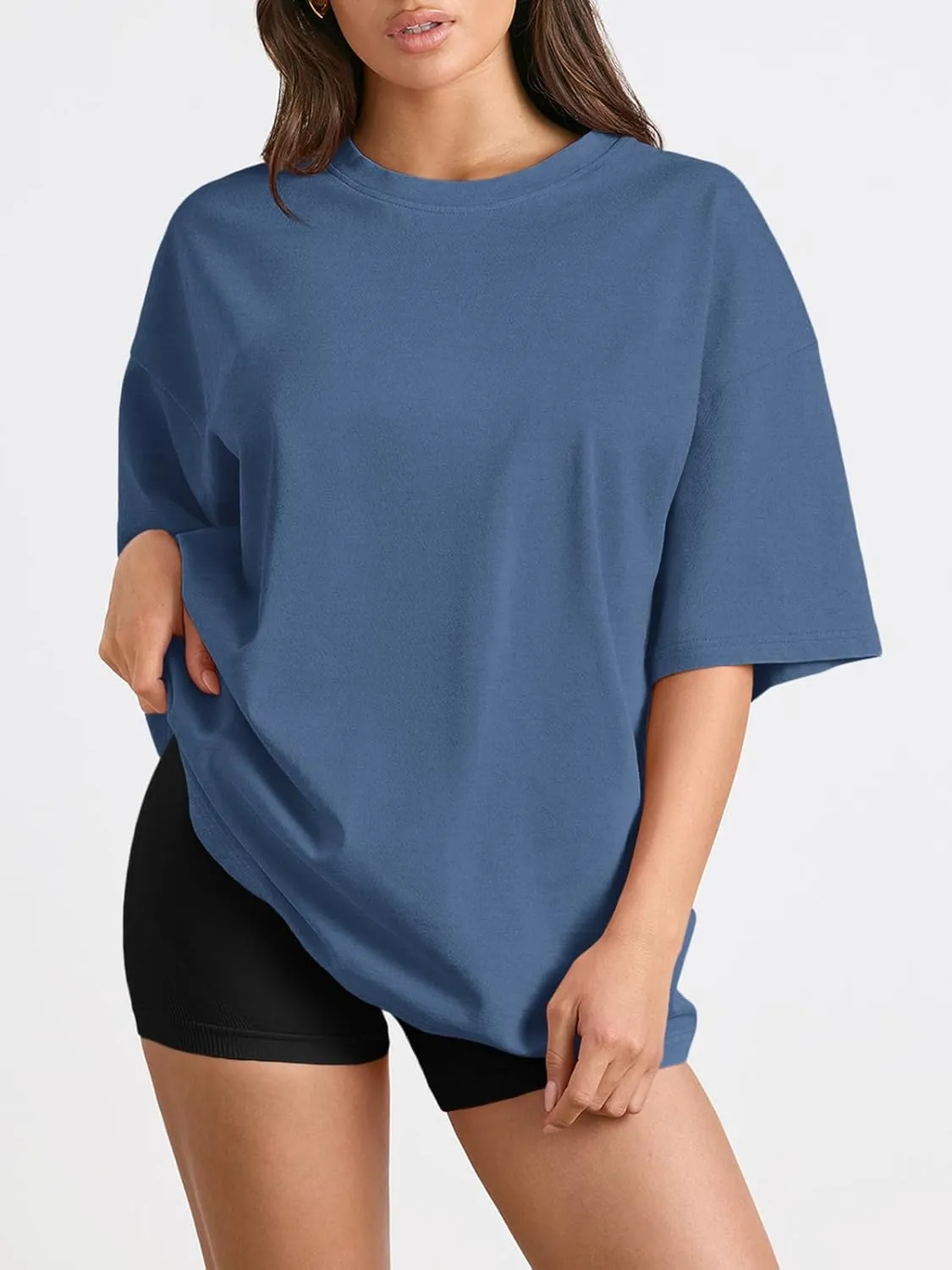 Trendy Queen Womens Oversized Summer T Shirts Fashion Workout Plus Size Tops Short Sleeve Beach Vacation Gym Clothes 2025