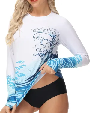 VAYAGER Womens Rash Guard UPF 50  Swim Shirts Long Sleeve Quick Dry Water Beach Surfing Swimming Tops with Thumb Hole