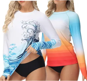 VAYAGER Womens Rash Guard UPF 50  Swim Shirts Long Sleeve Quick Dry Water Beach Surfing Swimming Tops with Thumb Hole