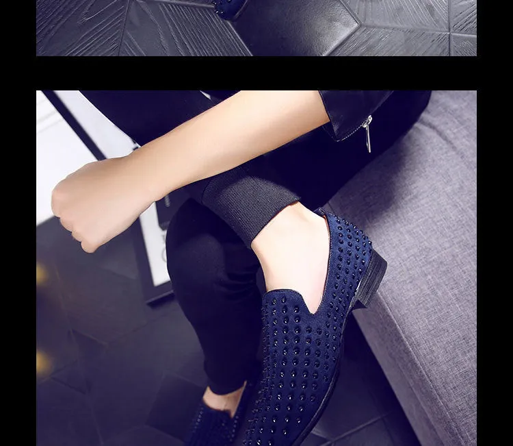 Viceroy Rivet Black Suede Men's Loafers Dress Shoes