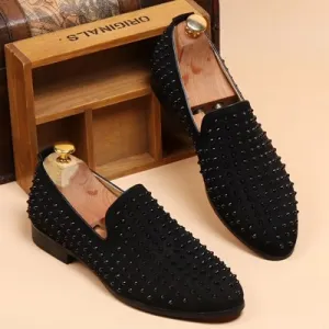 Viceroy Rivet Black Suede Men's Loafers Dress Shoes