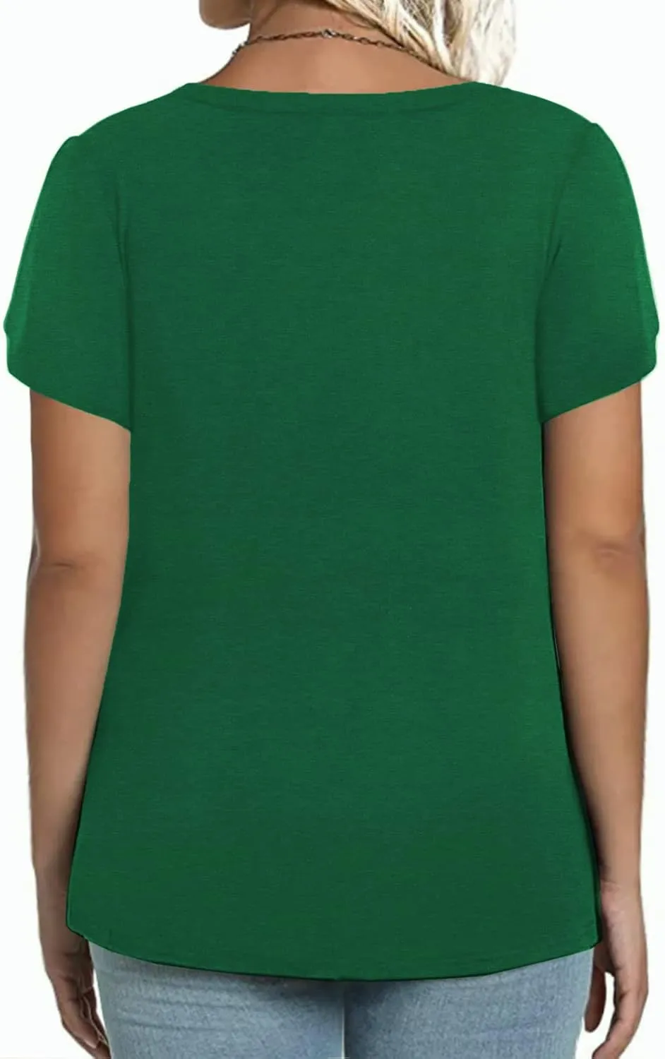 VISLILY Plus-Size-Tops for Women Casual Petal Sleeve T Shirts Summer V Neck Loose Comfy Tee