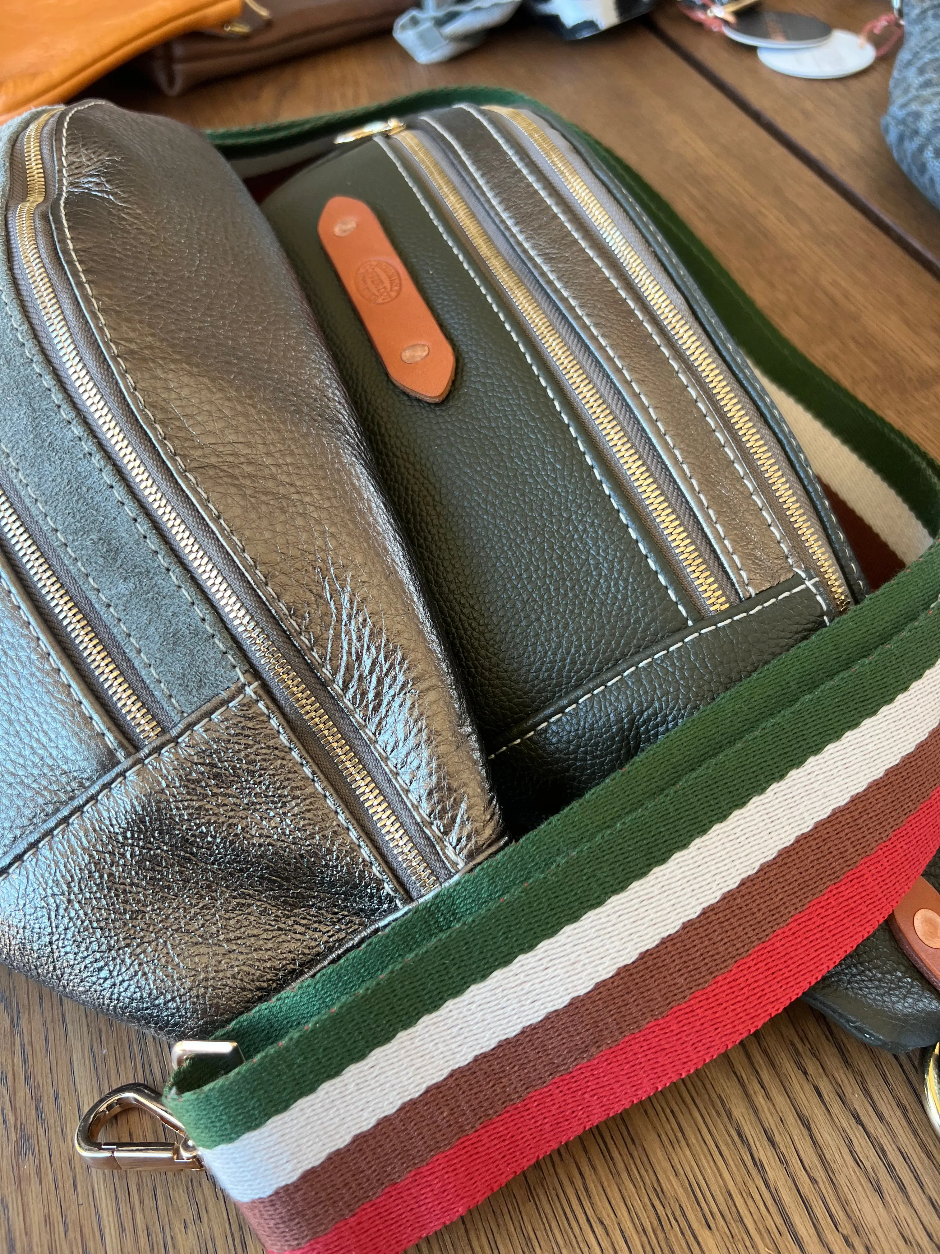 Webbing Shoulder Strap NEW Italo Stripe- Gold Hardware