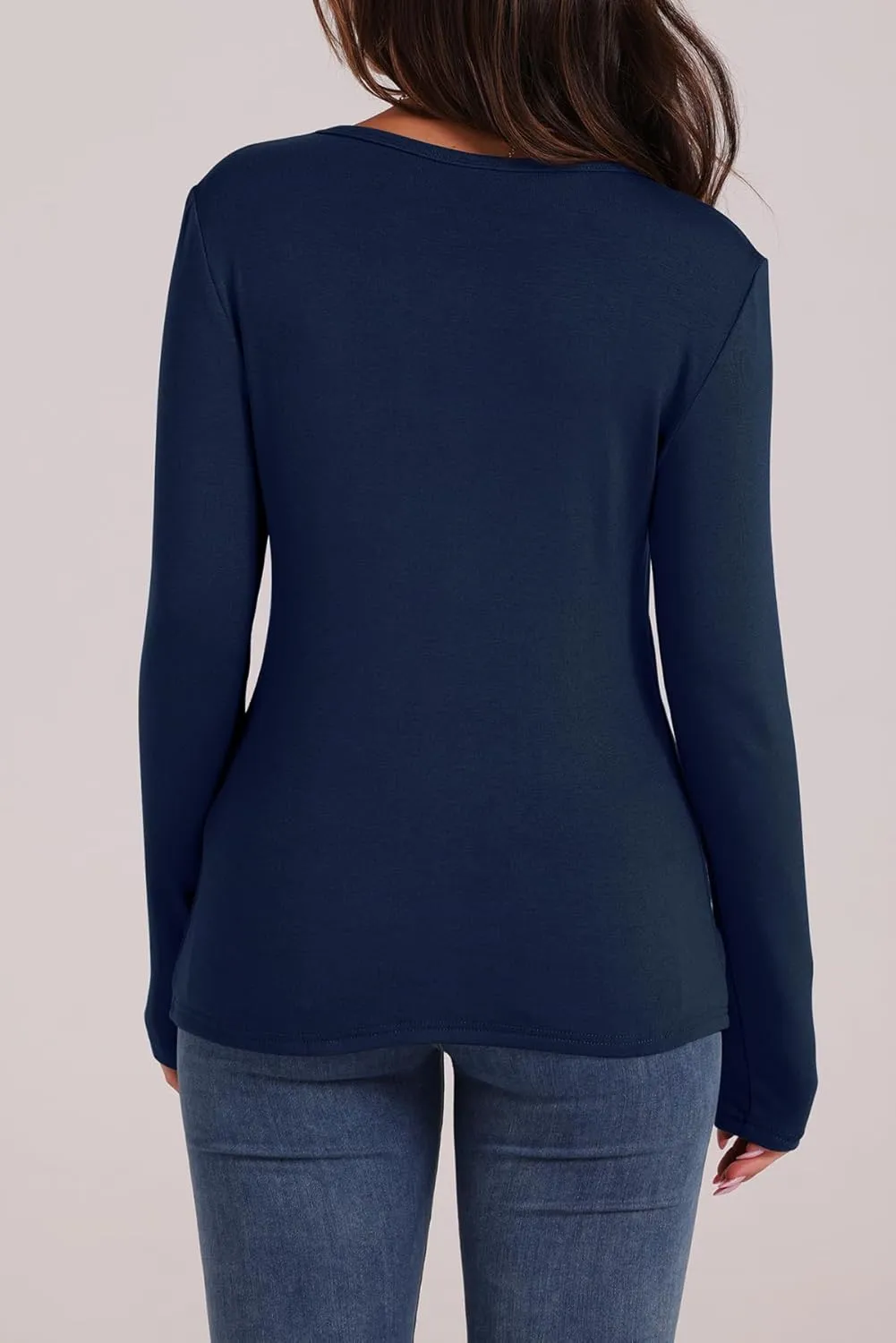 WIHOLL Long Sleeve Thermal Shirt for Women Light Fleece Tops Spring 2025 Crew Neck Casual Basic T-Shirts