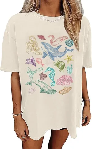 Wildflowers Shirt for Women Oversized Vintage Floral T Shirts Inspirational Graphic Tees Summer Casual Loose Beach Tops