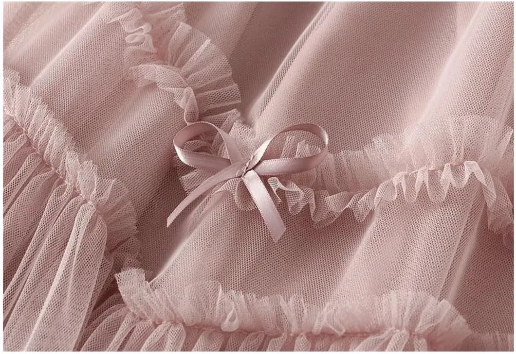 Women Bows Tulle Splicing Skirt Big Swing A-Line Pleated Skirts Elastic Waist Midi Party Skirt for Prom