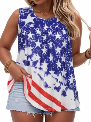 Women Plus Size Tank Top Casual Summer Tops Loose Fit Sleeveless T Shirts Trendy Crewneck Tunic Tees