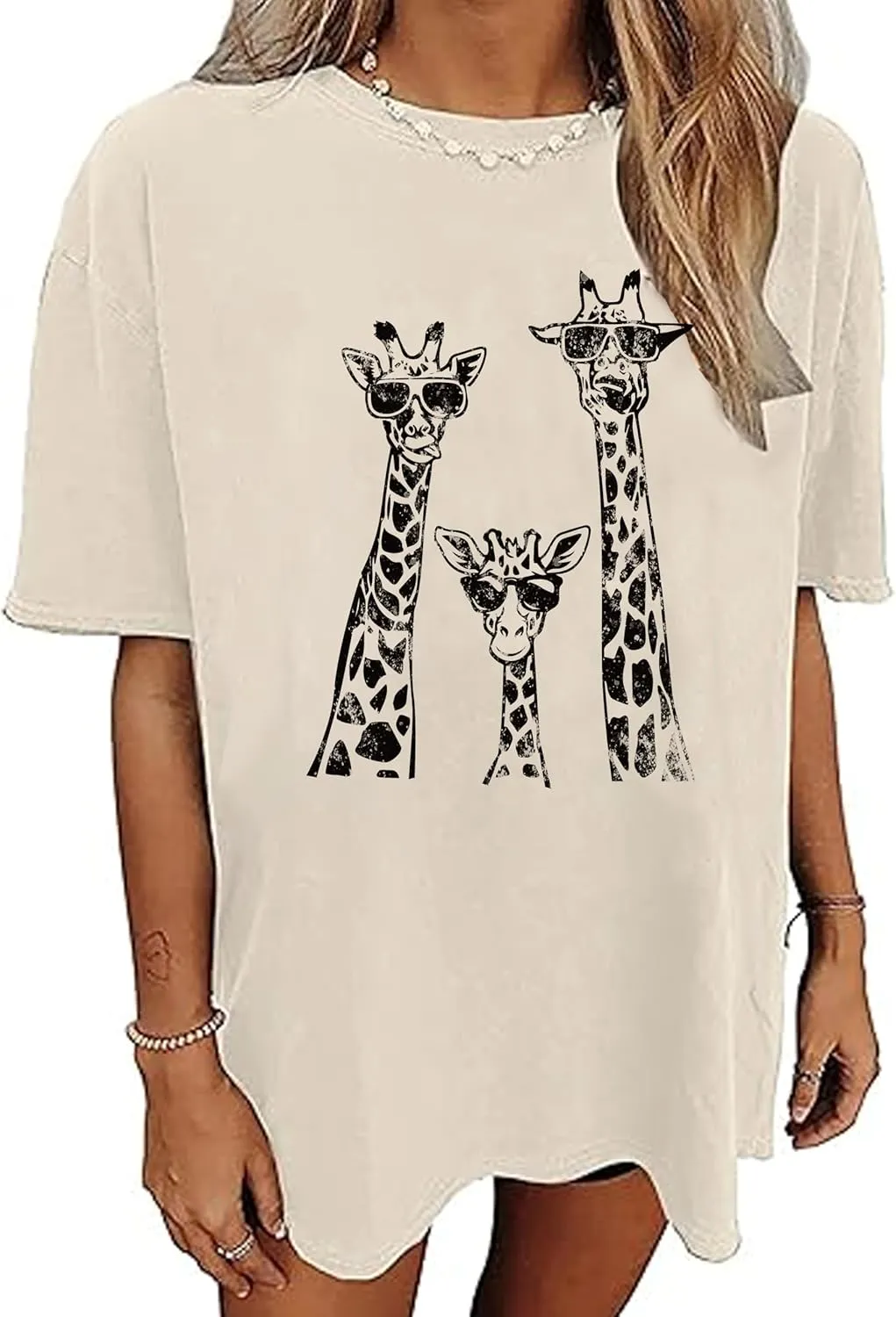 Womens Animal Print Tops Tiger Giraffe Printed Oversized T-Shirts for Women Fall Outfits for Women 2024
