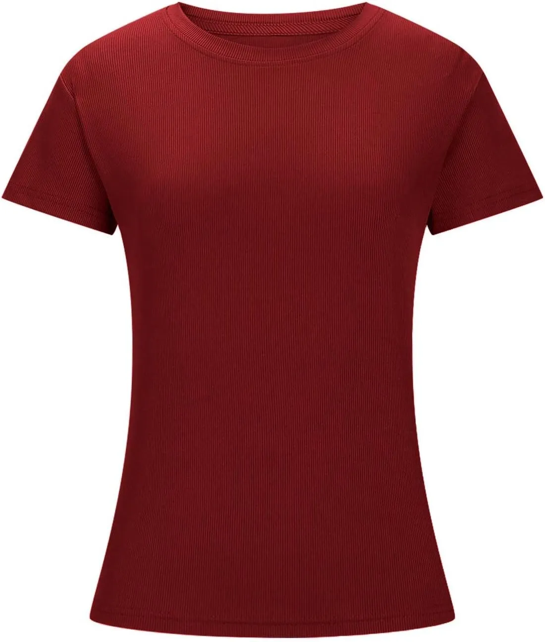 Womens Basic Teen Tees Summer Tops for Women 2024 Workout Crewneck Short Sleeve Slim Fitted Casual Crop T Shirts