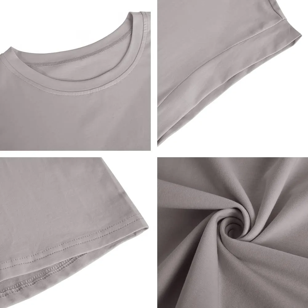 Women's Cap Sleeve Tank Top Crew Neck T Shirts Loose Fit Basic Summer Casual Tee Tops