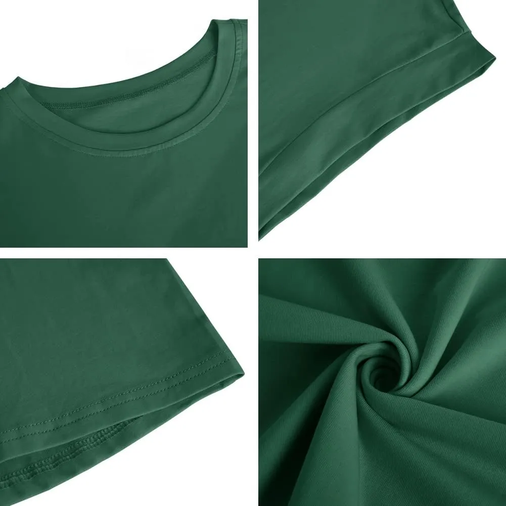 Women's Cap Sleeve Tank Top Crew Neck T Shirts Loose Fit Basic Summer Casual Tee Tops