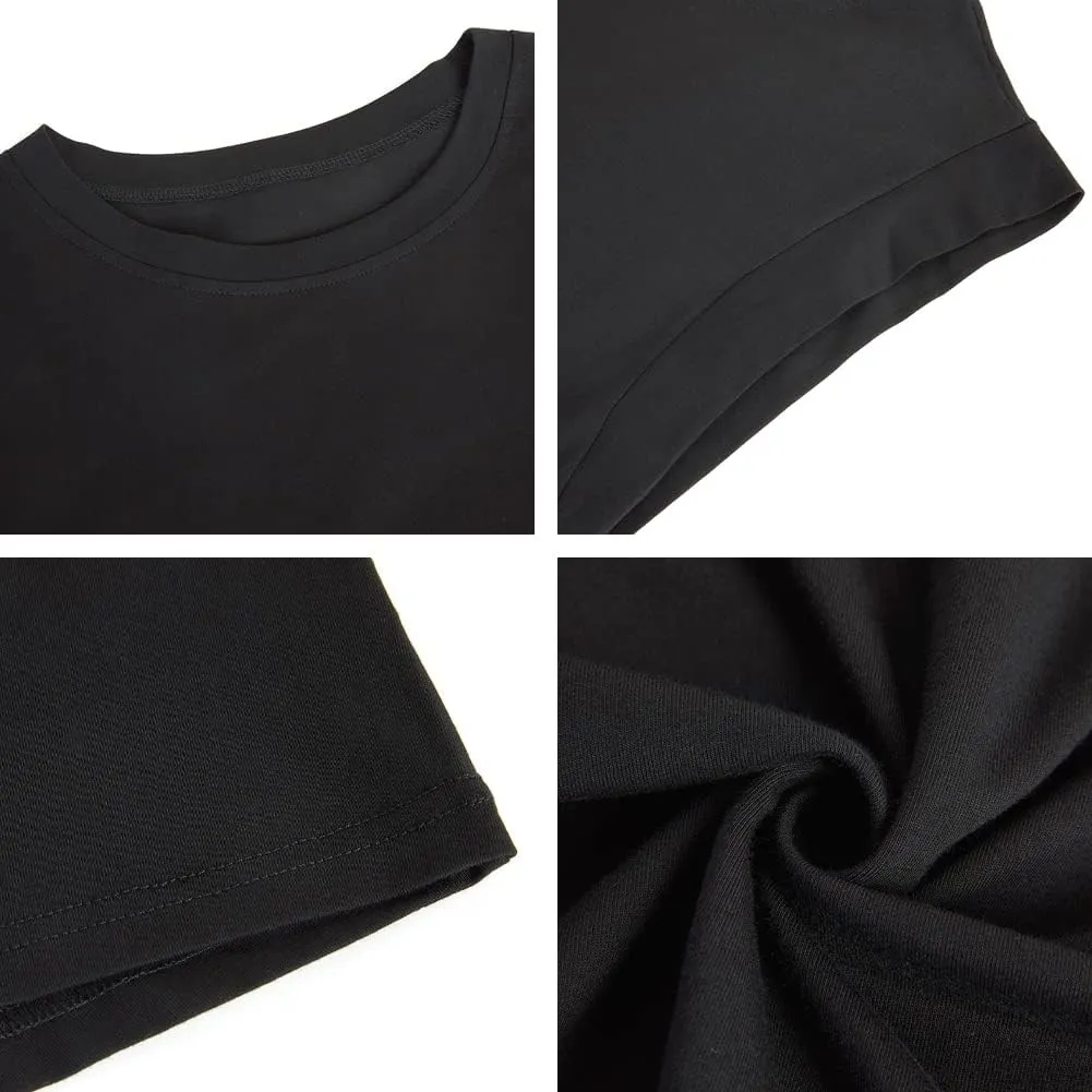 Women's Cap Sleeve Tank Top Crew Neck T Shirts Loose Fit Basic Summer Casual Tee Tops