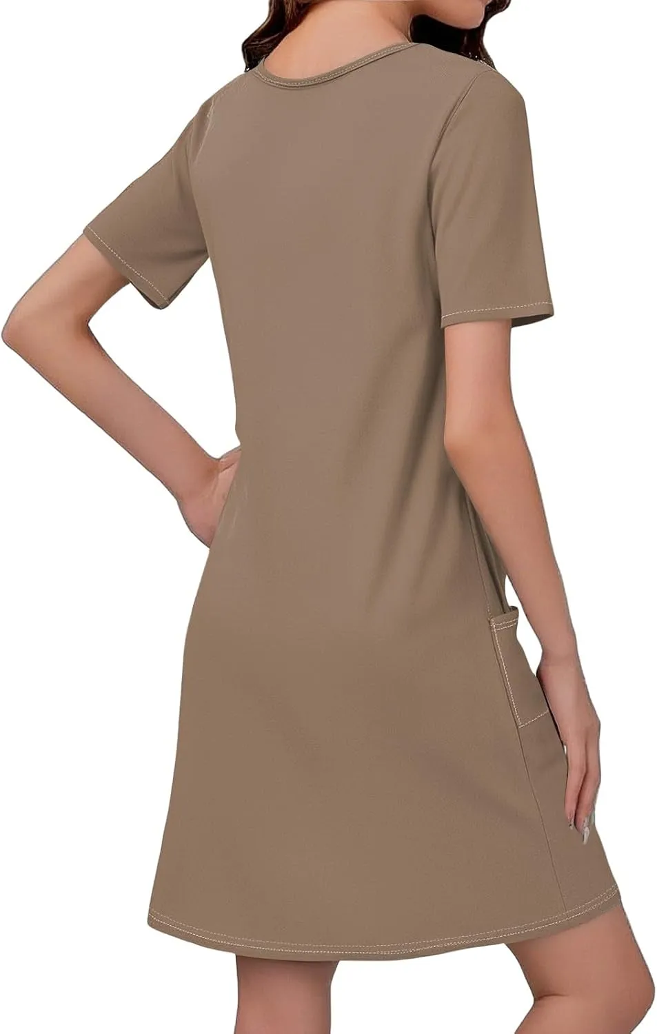Women's Casual Dreesses 2025 Summer Boho Midi Dress Short Sleeve T Shirts Dress Beach Vacation Swimsuit Coverup