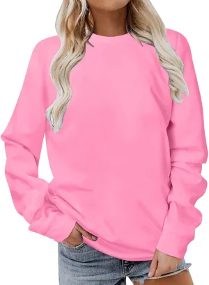 Womens Casual Long Sleeve Sweatshirt Cute Long Sleeve Oversized Pullover Tops Loose Fit Crew Neck Soft t-Shirts