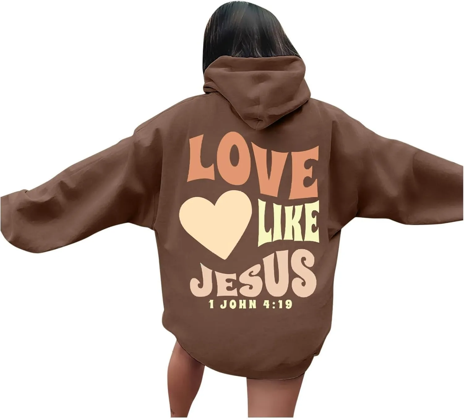 Womens Hoodie Casual Letter Graphic Print Long Sleeve Oversized Sweatshirt Tunic Tops Creweck Loose Tee T Shirts