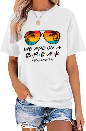 Womens Last Day of School Teacher Shirt School Day Gifts Funny Teacher Summer Break Graphic T-Shirts