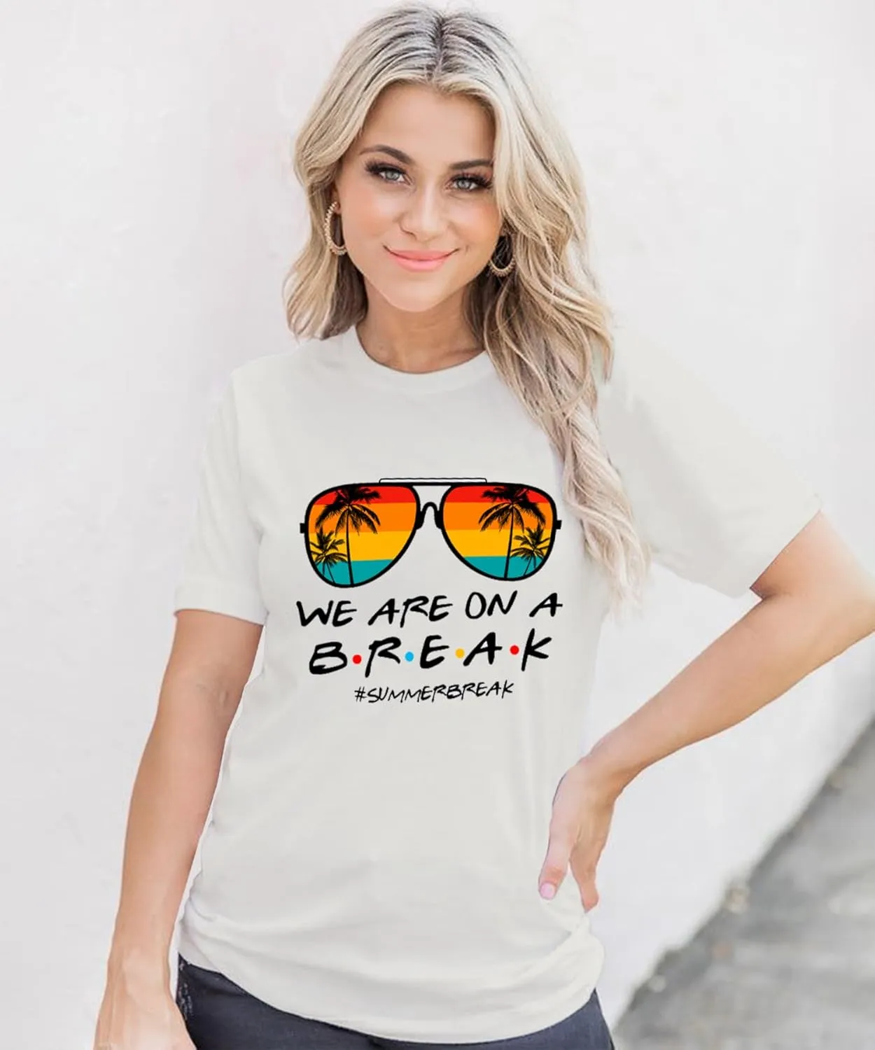 Womens Last Day of School Teacher Shirt School Day Gifts Funny Teacher Summer Break Graphic T-Shirts