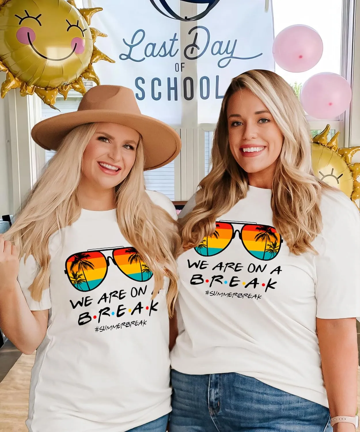 Womens Last Day of School Teacher Shirt School Day Gifts Funny Teacher Summer Break Graphic T-Shirts