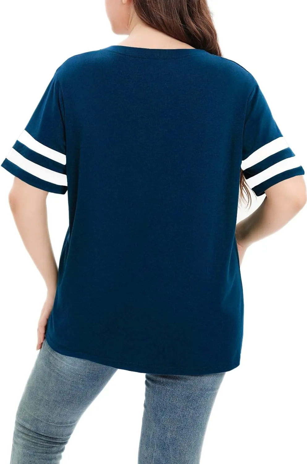 Womens Plus Size Tops Summer Short Sleeve Casual Loose Tunic V Neck Tee T Shirts 1X-5X