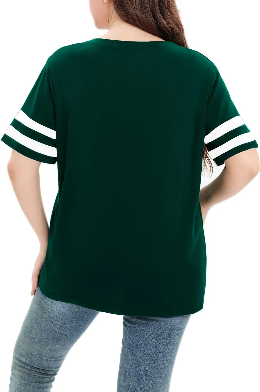 Womens Plus Size Tops Summer Short Sleeve Casual Loose Tunic V Neck Tee T Shirts 1X-5X