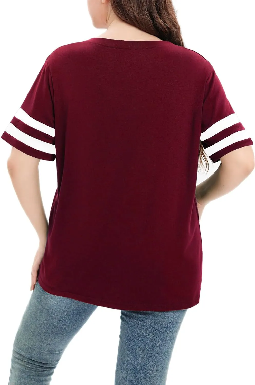 Womens Plus Size Tops Summer Short Sleeve Casual Loose Tunic V Neck Tee T Shirts 1X-5X