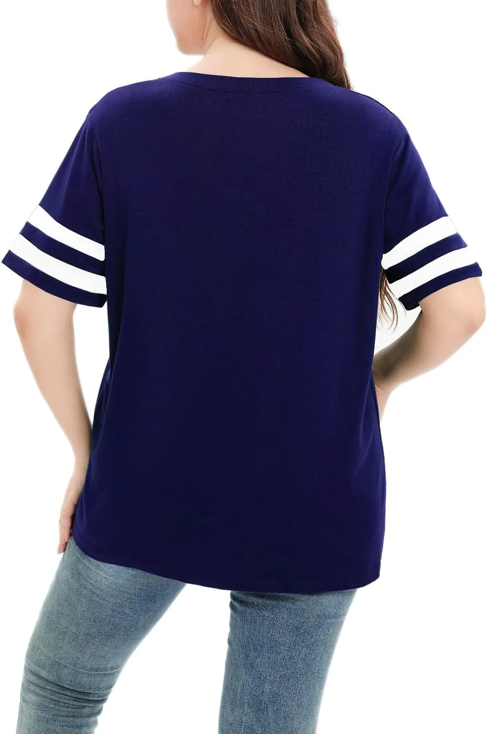 Womens Plus Size Tops Summer Short Sleeve Casual Loose Tunic V Neck Tee T Shirts 1X-5X