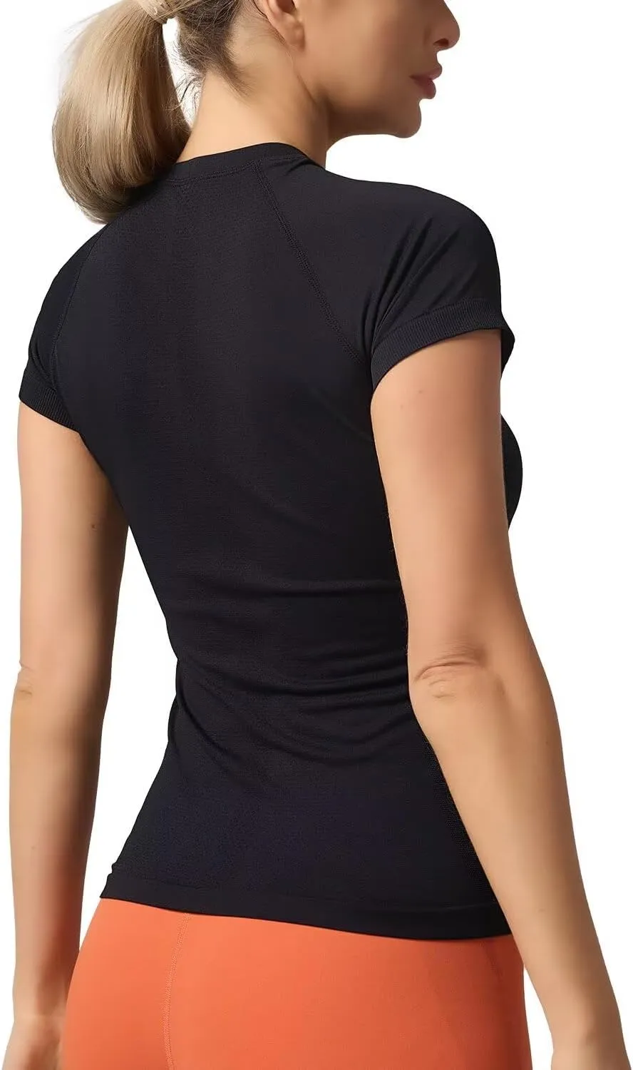 Women's Quick Dry Short Sleeve T-Shirts  Athletic Running, Workout, Yoga Tops, Seamless Sports Shirt,Slim Fit Tees