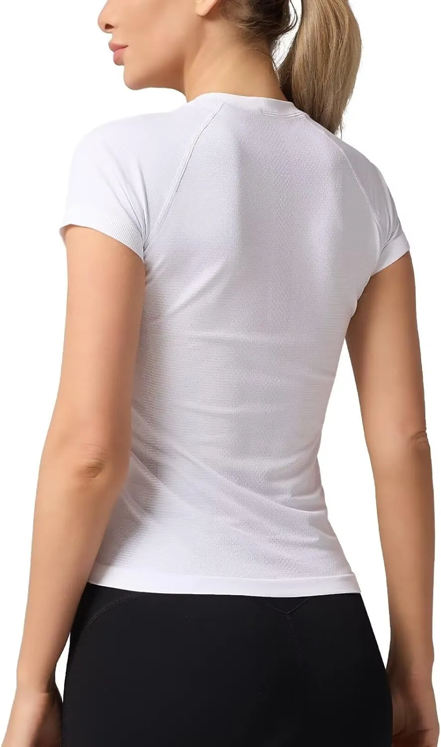 Women's Quick Dry Short Sleeve T-Shirts  Athletic Running, Workout, Yoga Tops, Seamless Sports Shirt,Slim Fit Tees
