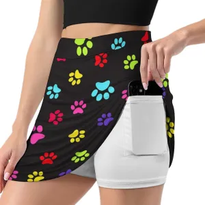 Women's Rainbow Love Heart Tennis Skirts with Pockets Inner Shorts, Athletic Golf Skort for Workout Sports